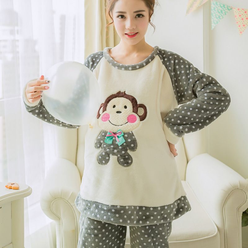 Compra Franela De Invierno Engrosada Pijamas De Maternidad Para Mujeres  Embarazadas Gris Bordado Mono Lactancia Embarazo Ropa Top + Pantalones  Barato | Entrega Rápida Y Calidad | Es.Dhgate