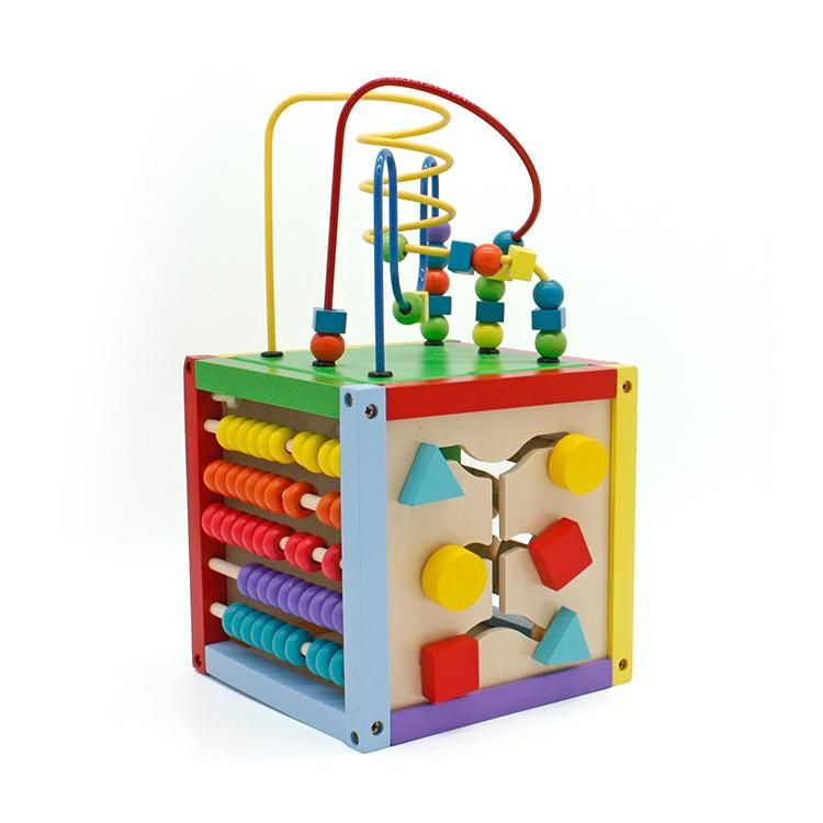 tiny wooden learning bead maze cube