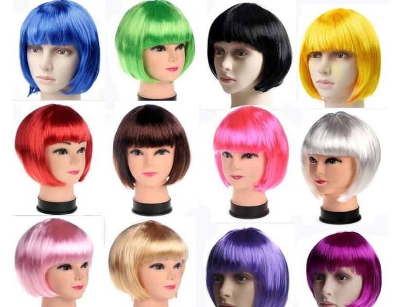 Color mixed color) OOARGE Womens Girls Cosplay Short Synthetic BOB Hair Wigs Halloween Party