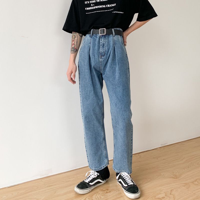 Compra Jeans Masculinos Hombre Hip Hop Streetwear Streetwear Japón Corea  Estilo Recto Denim Tokle Longitud Pantalones Hombres Vendimia Moda Casual  Lavado Harem Barato | Entrega Rápida Y Calidad | Es.Dhgate
