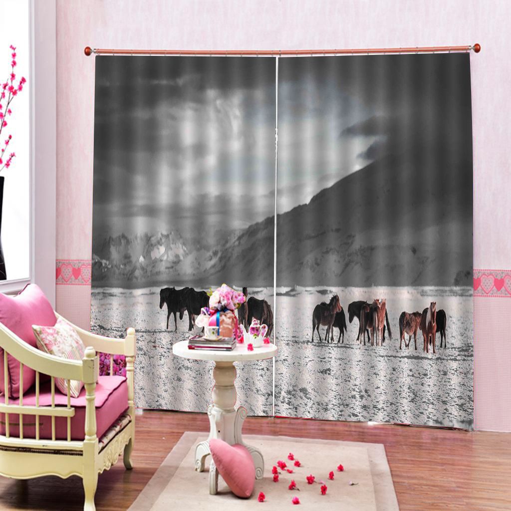 2 Panel Set Animal Printed Curtains Living Room Bedroom Window Drapes 3D 