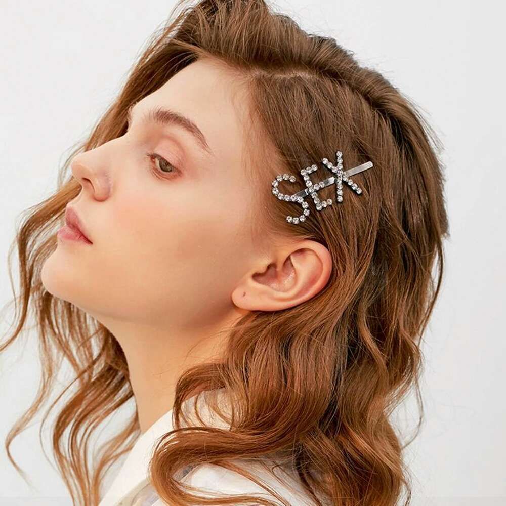 fashion SEX letters diamonds hair clips for women GIRL BOYS STAR BOSS KISS  LOVE hair jewelry hot sale barrettes hairpins free shipping