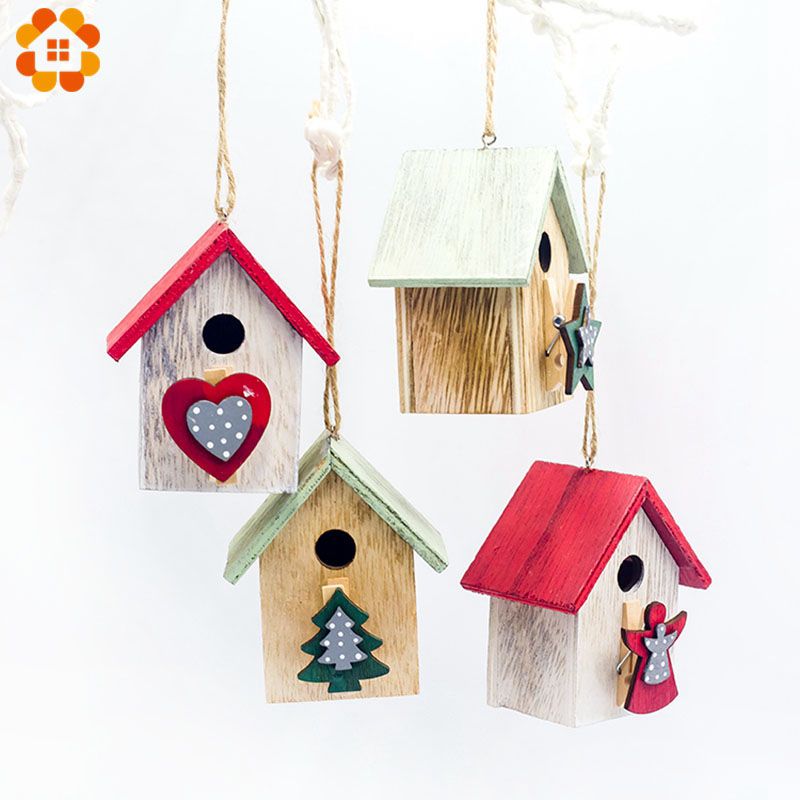 Creative Christmas Tree Small Clip Hanging Wooden Painted House