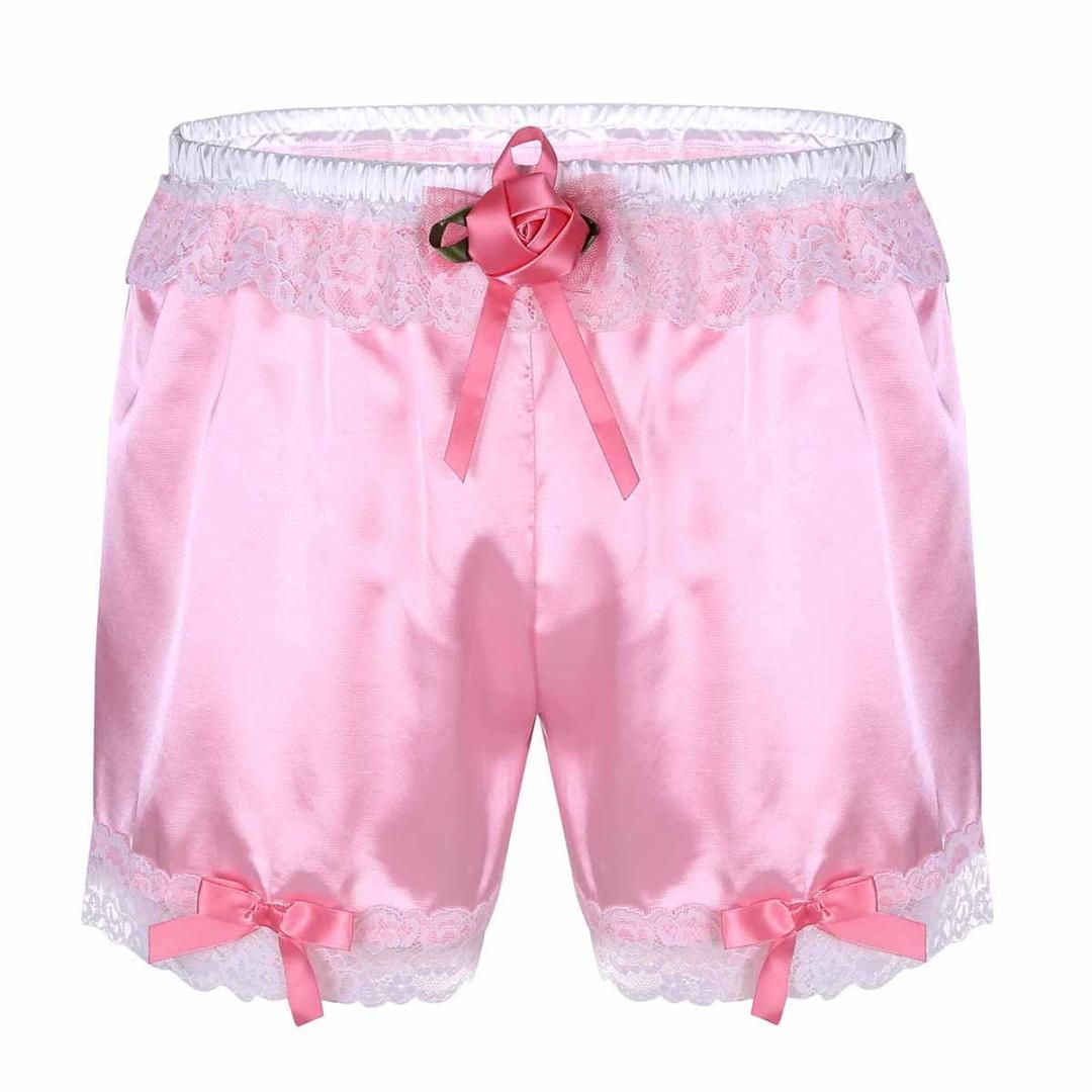 MSemis Men Shiny Satin Boxer Shorts Underwear Sissy Bloomers Lounge Short Pants Nightwear 