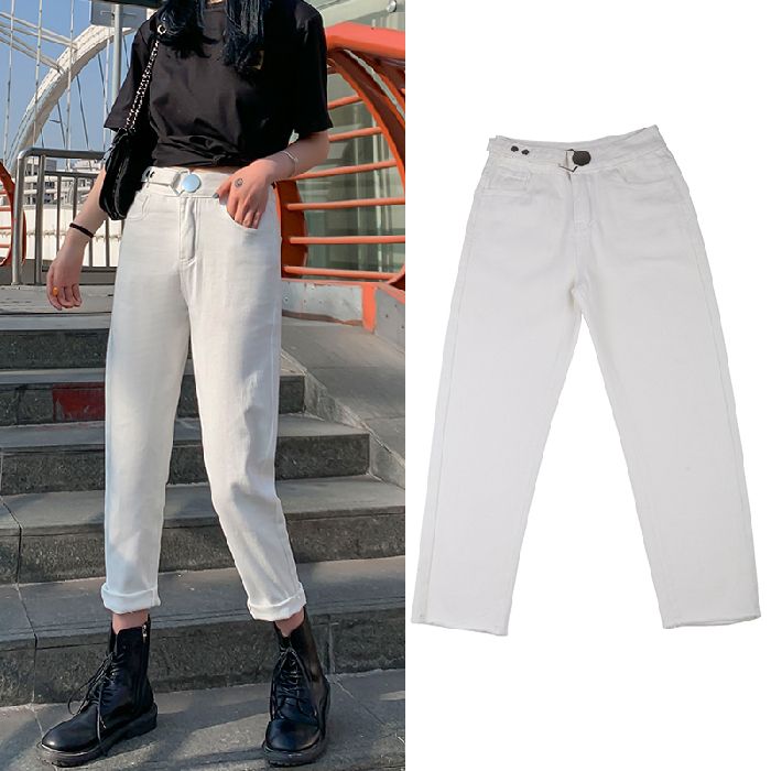 Compra 2020 De Primavera Y Verano Novio Mom Jeans Blanca Floja Ocasional De  La Vendimia Denim Haren Pantalones Vaqueros Más El Tamaño De La Mujer  Coreana Jean Hembra Barato | Entrega Rápida