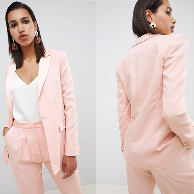 Bespoke Hot Pink Business Women Pants Suit Custom Size Ladies Wedding Dinner Prom Outfit 2 Piece 