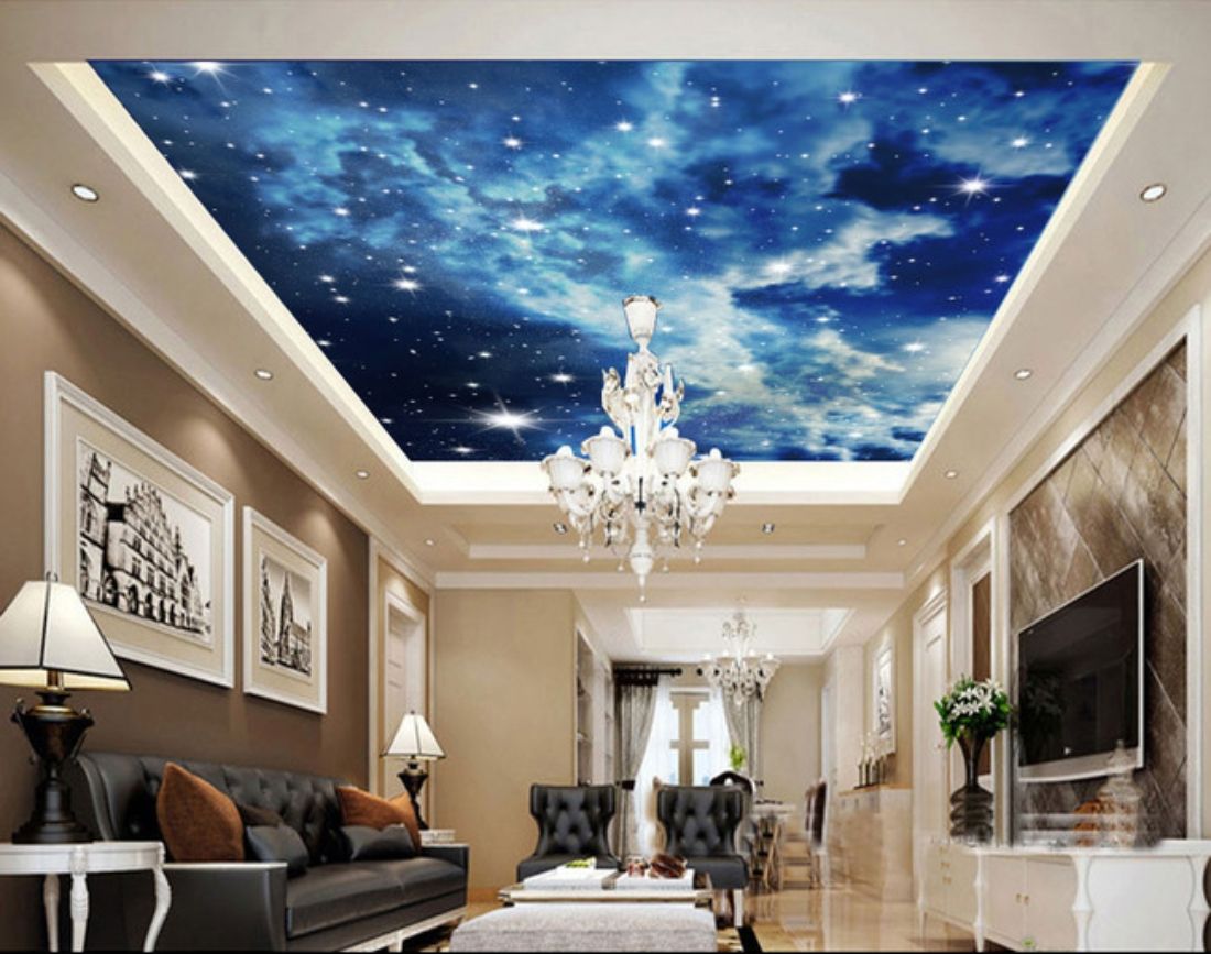 Blue Sky Ceilings Cloud Ceiling Mural Background Wall Ceiling Wallpaper