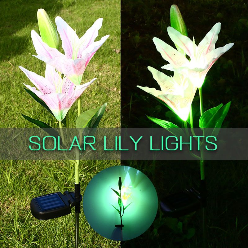 Solar Lily Flower LED Light Waterproof Outdoor Garden Yard Lawn Landscape Lamp