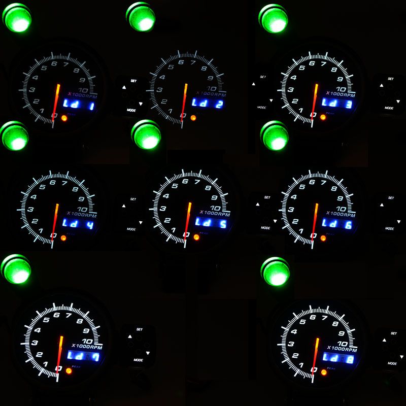 3.75 Inch 95mm White Face Car Tachometer Tacho Gauge w//Shift Light 0-8000RPM