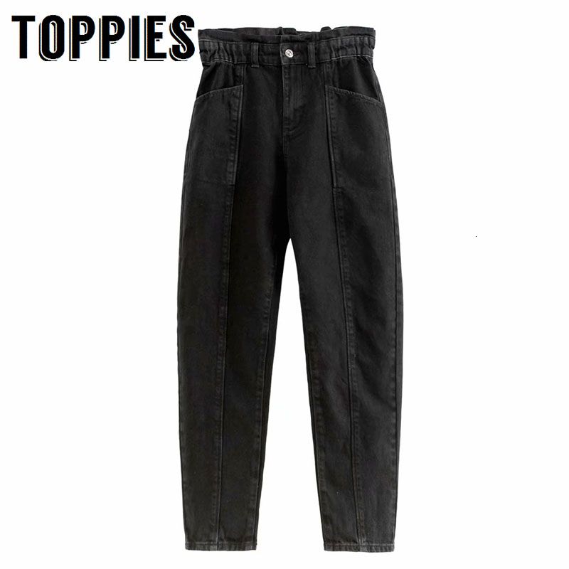 elastic waist black jeans