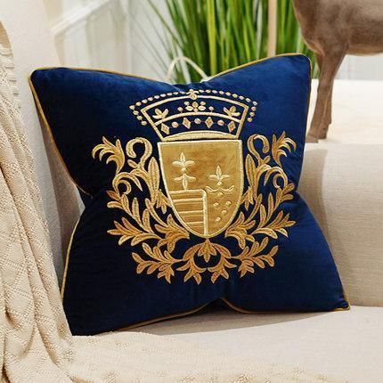 Embroidery Velvet Cushion Cover Luxury European Pillow Cover Gold