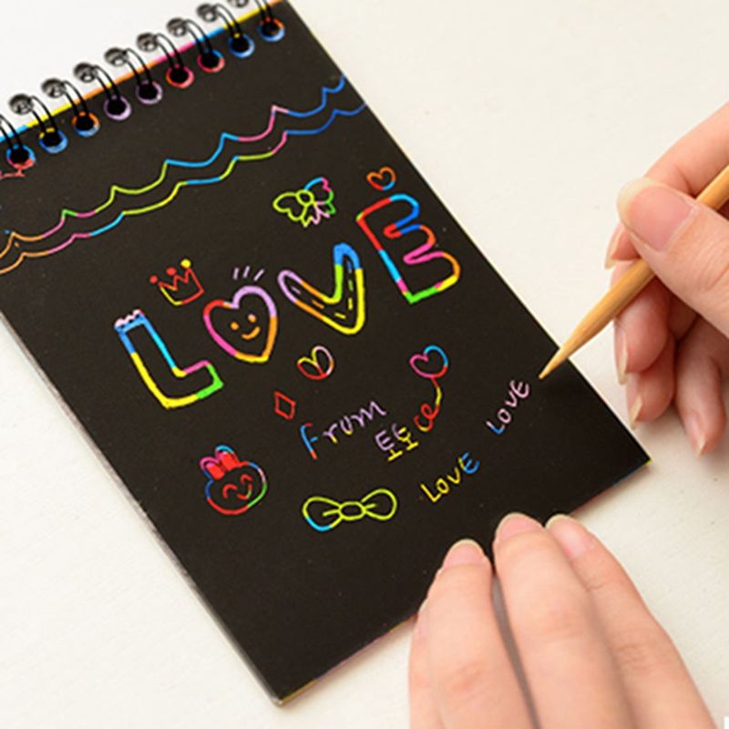 Buy Dropship Products Of DIY Scratch Art Paper Notebook Note Drawing Stick Sketchbook Kids Party