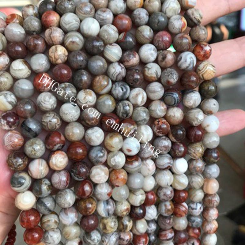 8MM CRAZY LACE AGATE GEMSTONE ROUND 8MM LOOSE BEADS 7/"