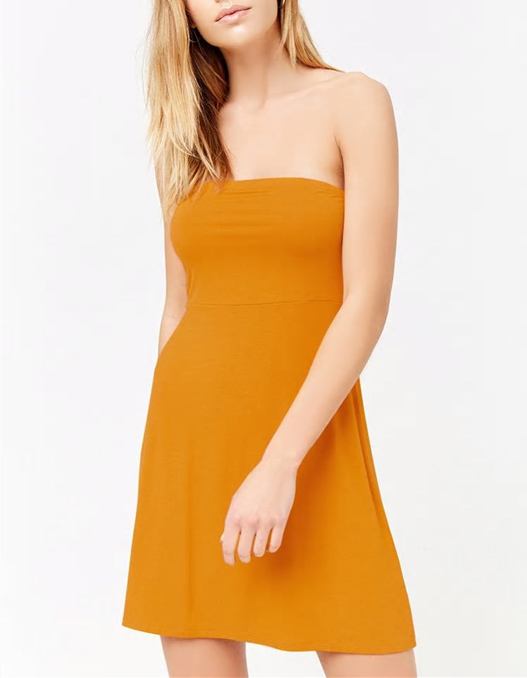 yellow strapless sundress