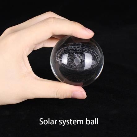 6cm 3D Engraved Galaxy Solar System Crystal Lamp Night Light Luminous Craft New