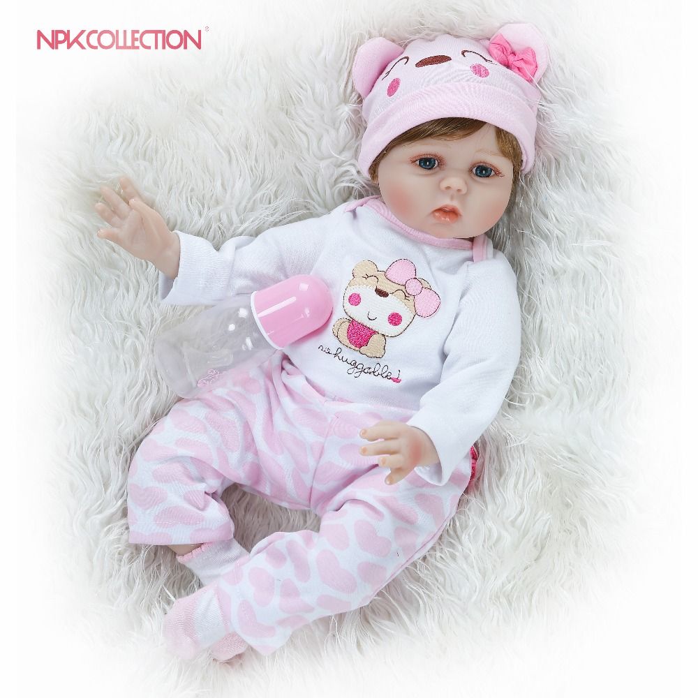 55cm Silicone Reborn Baby Doll Toys Lifelike Soft Cloth Body Newborn Babies