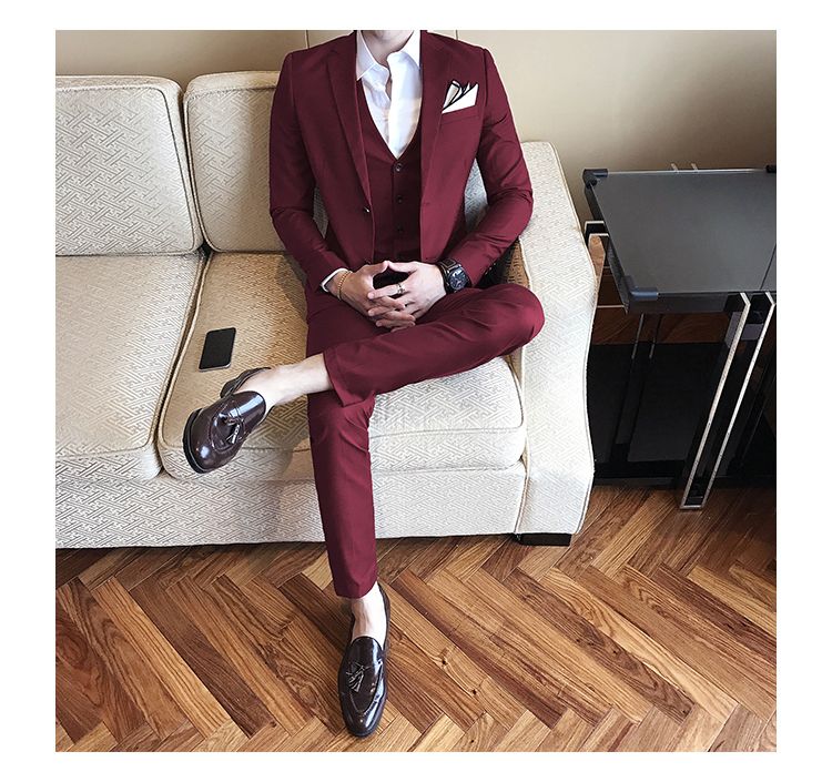 2020 Solid Color Slim Fit Male Suits Wedding Dress Men Business Casual ...