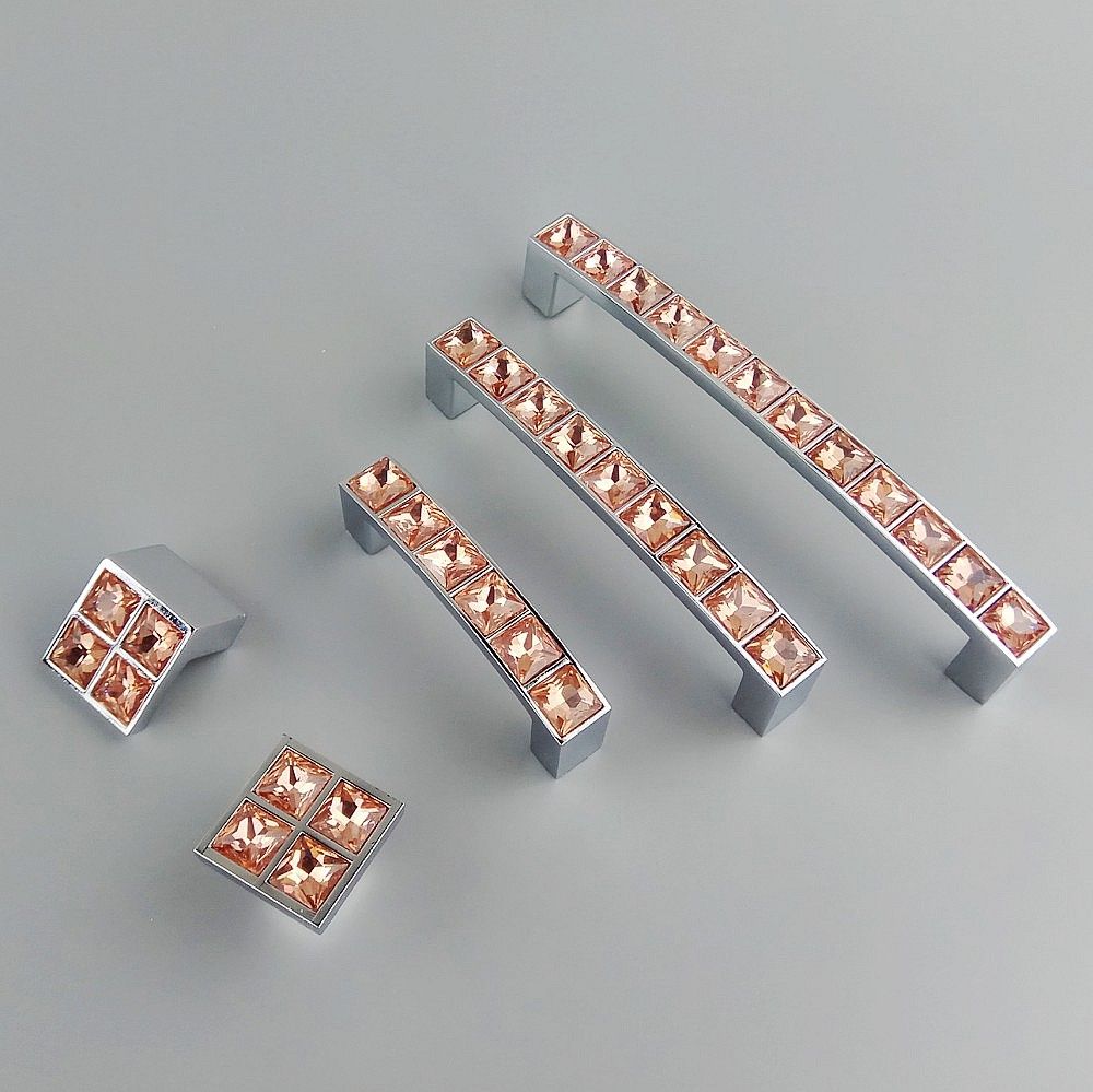 2019 New Crystal Glass Series Diamond Knob Orange Furniture Handle