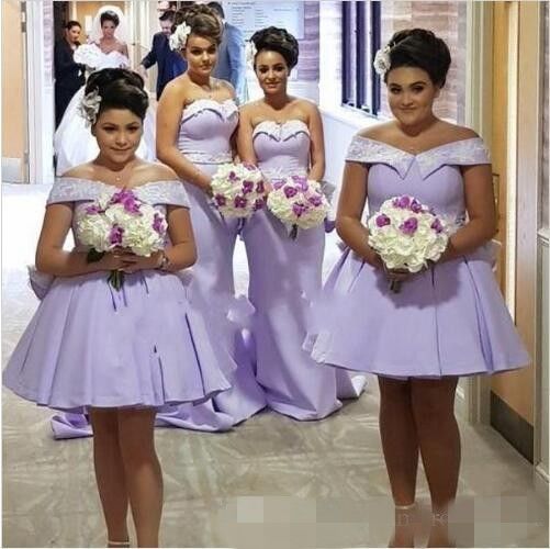 Lavender Bridesmaid Dresses Elegant Off The Shoulder 2020 Lace Applique