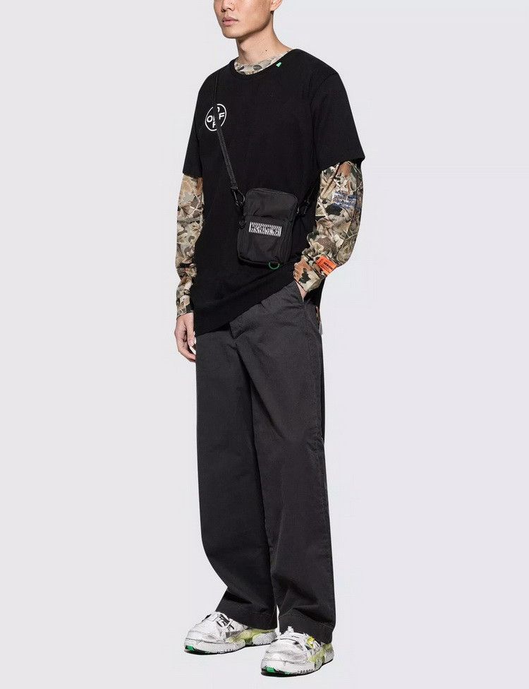 2020 Brand MINI Men Off Black Canvas Belt High White Shoulder Bag Chest Bag Waist Bags Multi ...