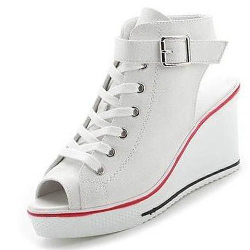 peep toe canvas shoes