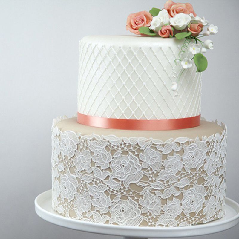 Round Lace Flower Silicone Fondant Mold Cake Decor Embosser Mat DIY Bake Mould