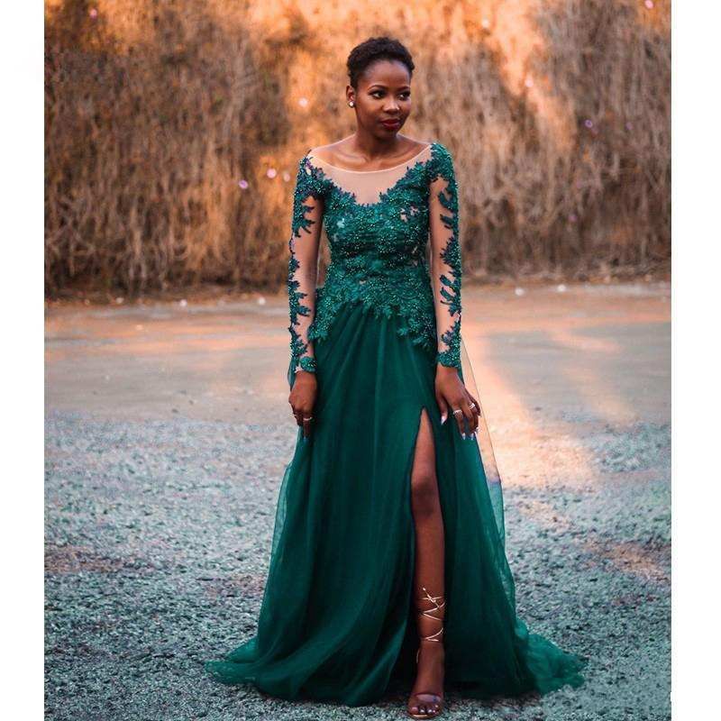 Vestidos Cena Esmeralda Sexy Hermoso verde Tul Vestidos de baile formales largo de una línea vestidos Vestidos Cena Esmeralda Sexy Hermoso verde Tul Vestidos de baile formales largo de una línea vestidos