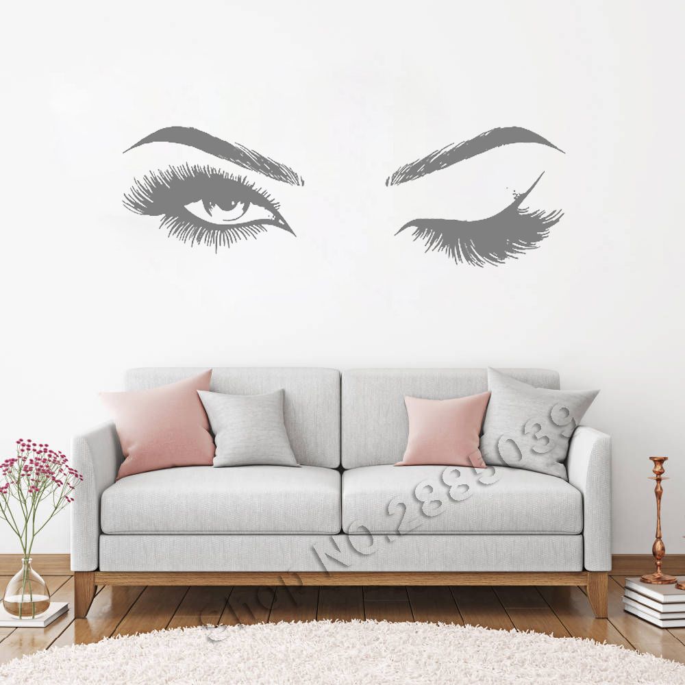 Beautiful Eyes Eyelashes Wall Stickers Makeup Girls Eyes Eyebrows
