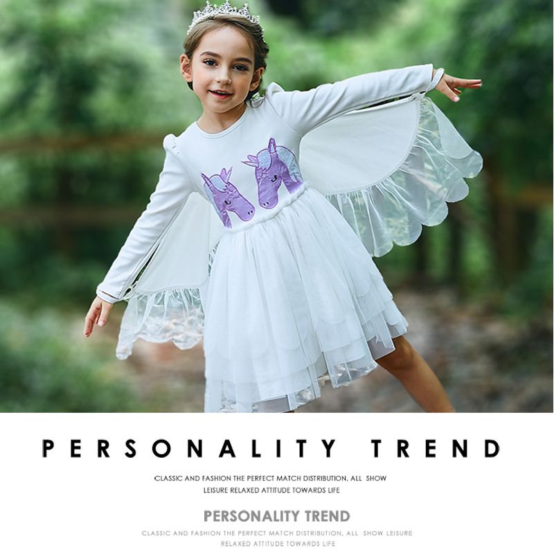 Girls Unicorn Dresses Halloween Costume 