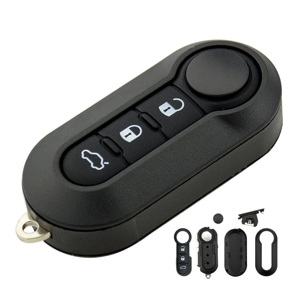 topone1 3 Buttons Car Key Shell Remote Control Folding Housing Replacement Fit for Fiat 500 Doblo Ducato Panda Punto Peugeot
