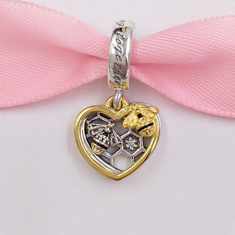 Andy Jewel 925 Sterling Silver Beads Hearts Bees Dangle Charm