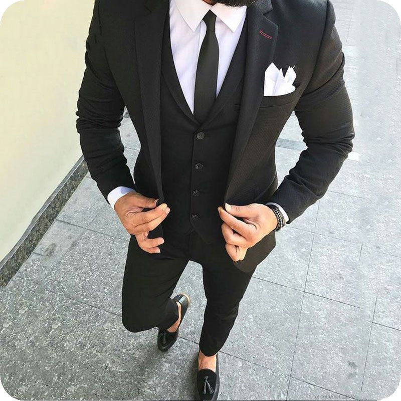Abiti da Uomo 3 Pezzi Slim Fit Business Wedding Dinner Suit Blazer Gilet Pantaloni