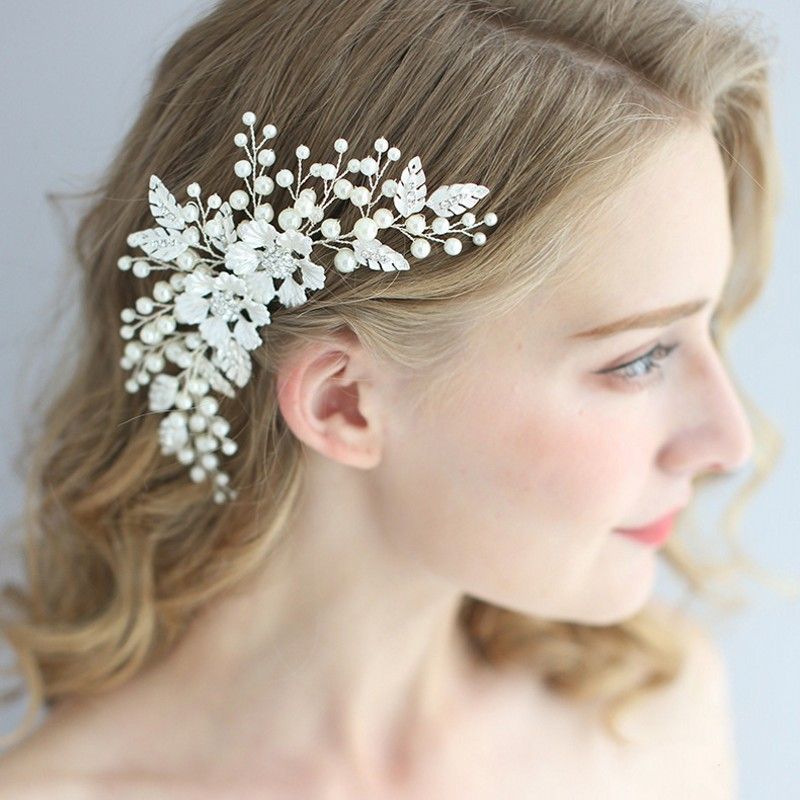 silver wedding hair pieces