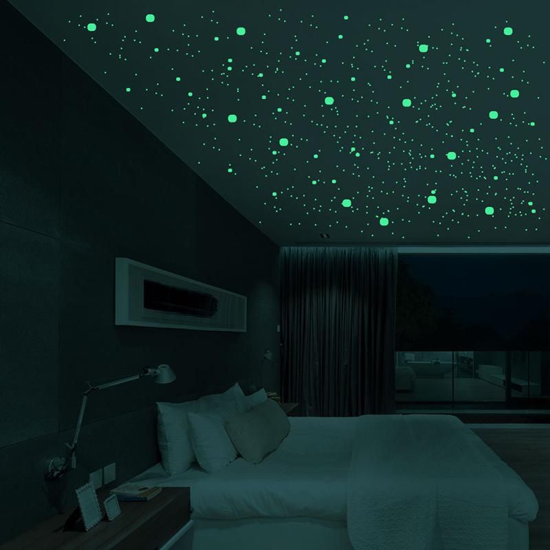 Glow In The Dark Star Wall Stickers 407Pcs Round Dot Luminous Kids Room Decor 