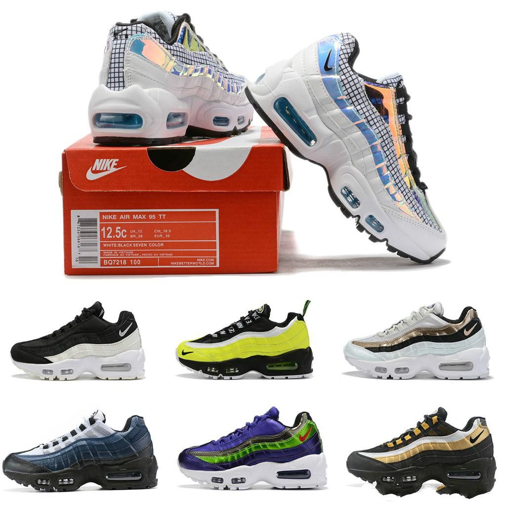 2019 Air Tt 95 White Rainbow 3m Laser Triple Black Cool Gray Childrens 270 Sports Running Shoes Max Boys And Girls Sneakers Kids Shoes Hair Extensions Clips On Hair Clips Extensions From