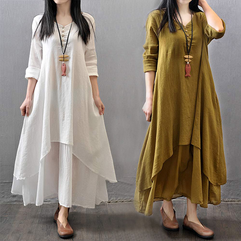 womens cotton linen dresses