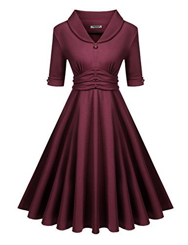 Hotouch Womens Classy Retro Vintage High Waist Dress Rockabilly