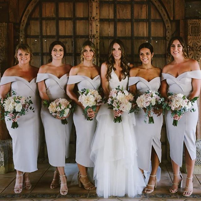 silver satin bridesmaid dresses