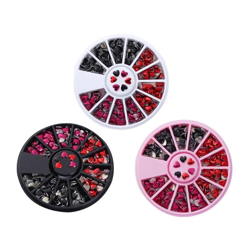 Love Heart Shaped Metal Rivet Diy Nail Art Tips Mixed Color Stickers 1 Wheel Box Rhinestone Decorations Rhinestone Wall Decor From Kendana 36 94 Dhgate Com