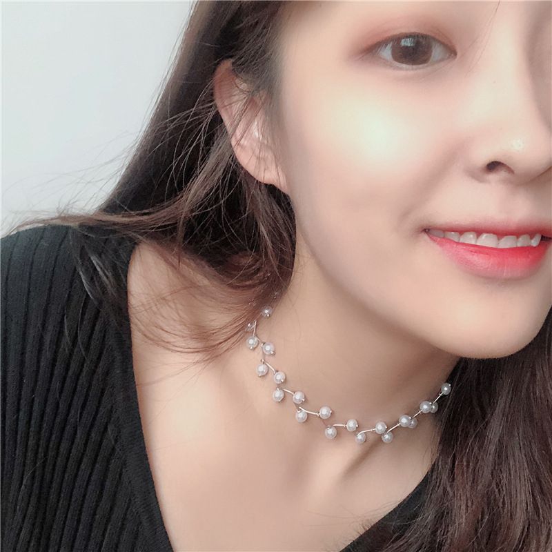 collier perle blanche plastique collier perle blanche plastique