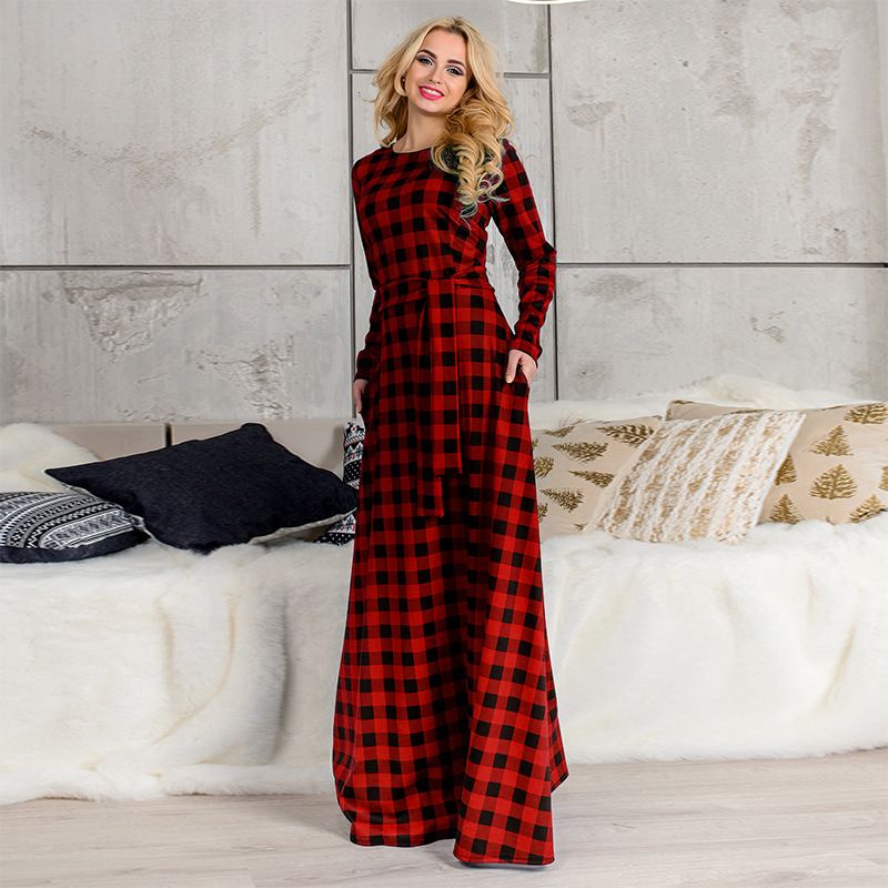 plaid evening gown