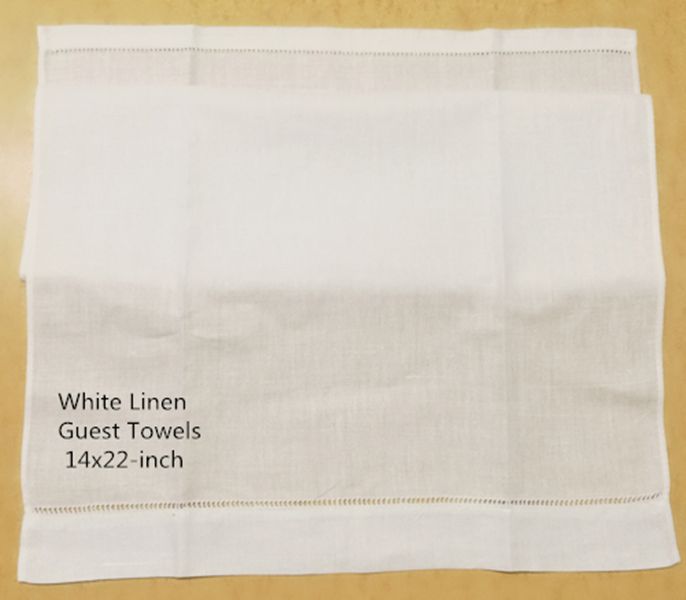 12 Pieces Fine Linen Handmade Embroidered White Guest Towel 14x22" Hemstitched 