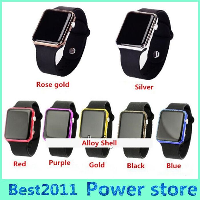 new square mirror face silicone band digital watch