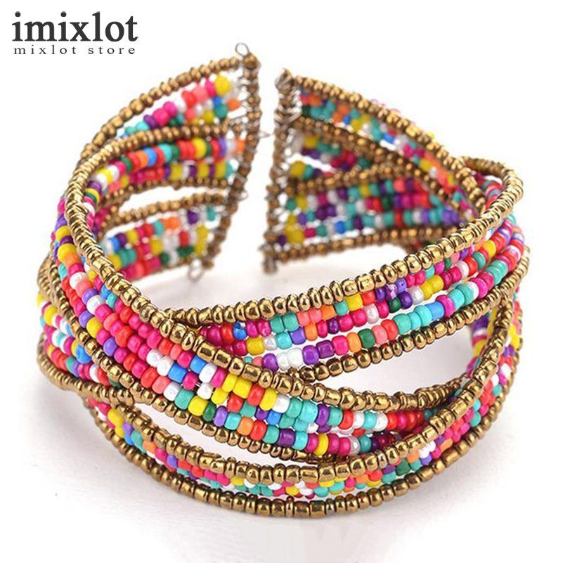 Acquista Imixlot Boho Style Perline Colorate Braccialetti Con Ciondoli In Resina Bead Crossing Bracciali Braccialetti Bracciale Bracciale Womens Wide Wrap Bangle A 4 03 Dal Ck09 Dhgate Com