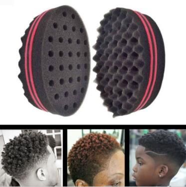 Magic Double Head Sponge Men Barber Hair Brush Black Dreads