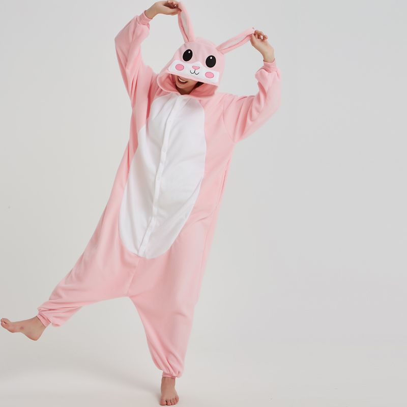 satin al yetiskinler icin pembe tavsan pijama hayvan onesie kadin erkek tulumlari polar kis pijama cosplay parti tulum kigurumi onepiece tl185 44
