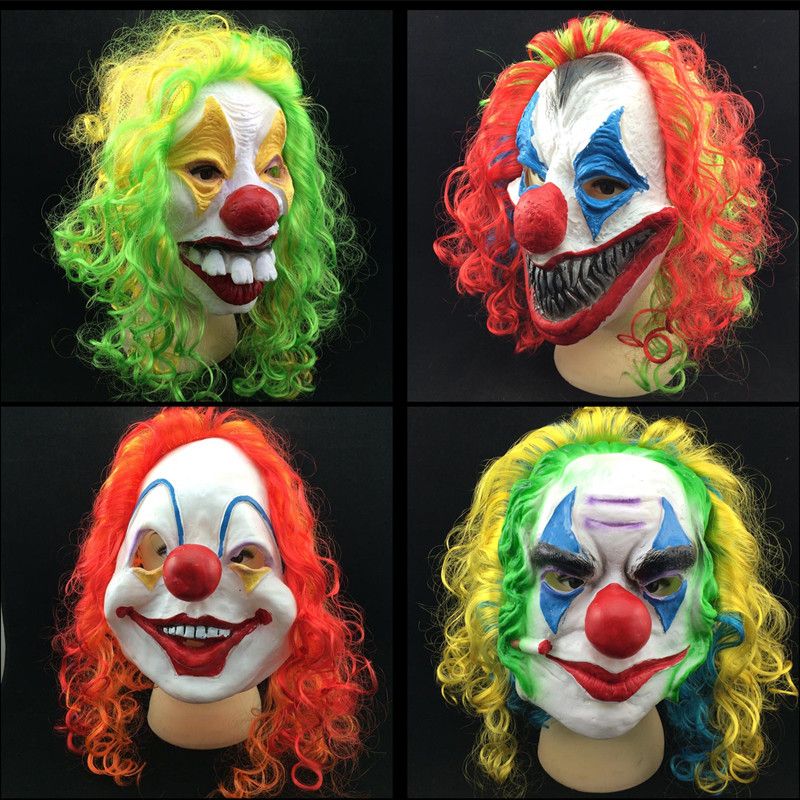 Open Oude tijden Uitgang Halloween grappige clown masker kleur krullend haar latex masker carnaval  masquerade party kostuum
