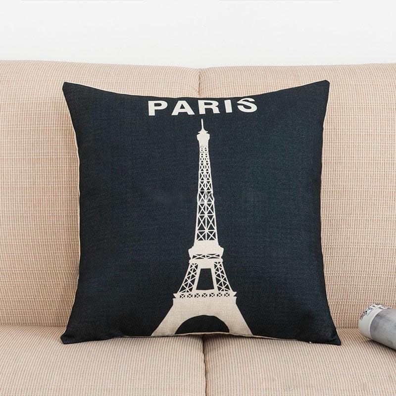 Vintage Paris Eiffel Tower Pillow Cushion Cover Pillow Case Home