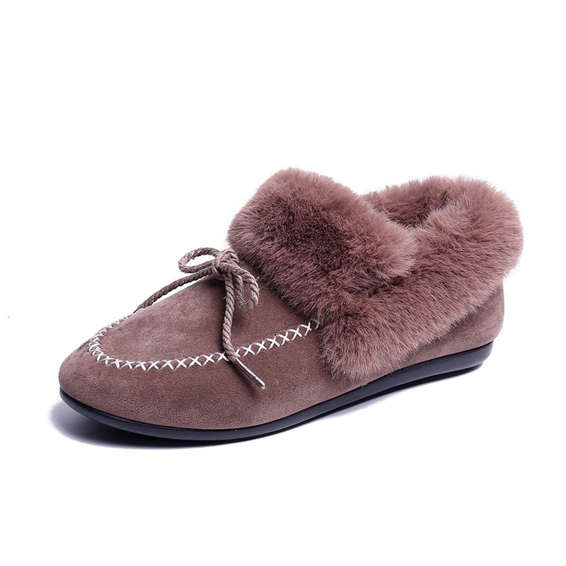 Womens Fur Loafers Women Winter Plataform Shoes Womens Flats