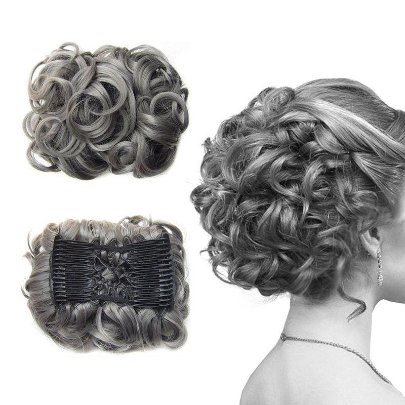 Large Comb Clip In Curly Synthetic Hair Pieces Chignon Updo Cover